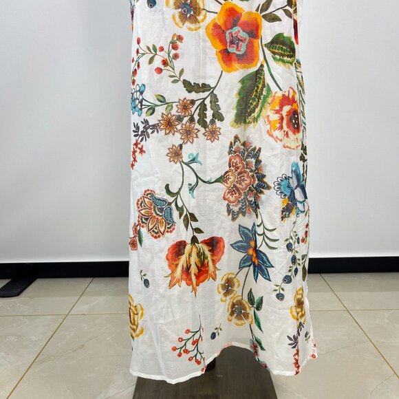 NWOT Johnny Was Ardella Silk Blend Maxi Dress/Cover up Floral Puff Sleeve Size S - Picture 4 of 14